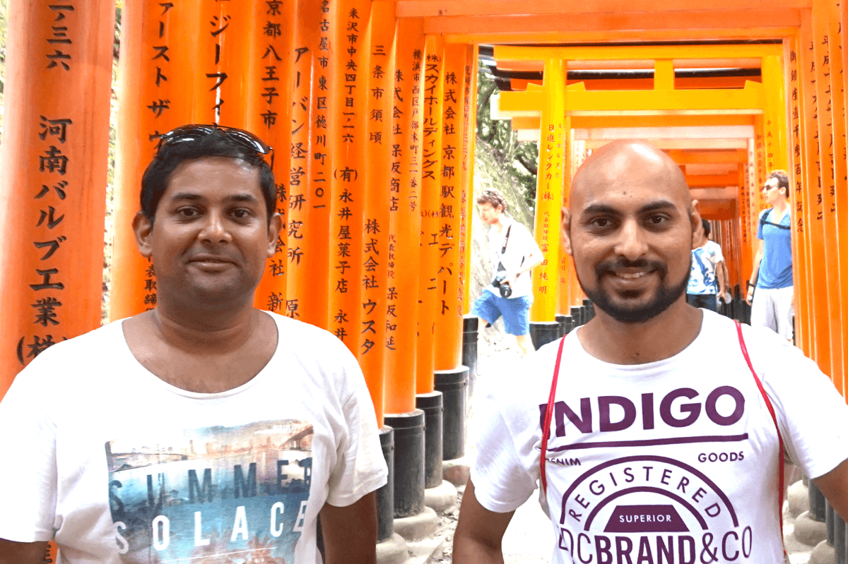 Sumeet and Navdeep travelling exploring Japan