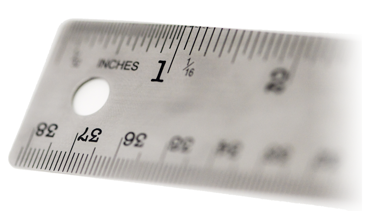 Metal ruler, abstract idea representing good quality and design.